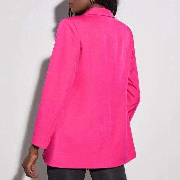Glamorous semi oversized Button Front Blazer  NEON PINK - Picture 6 of 8